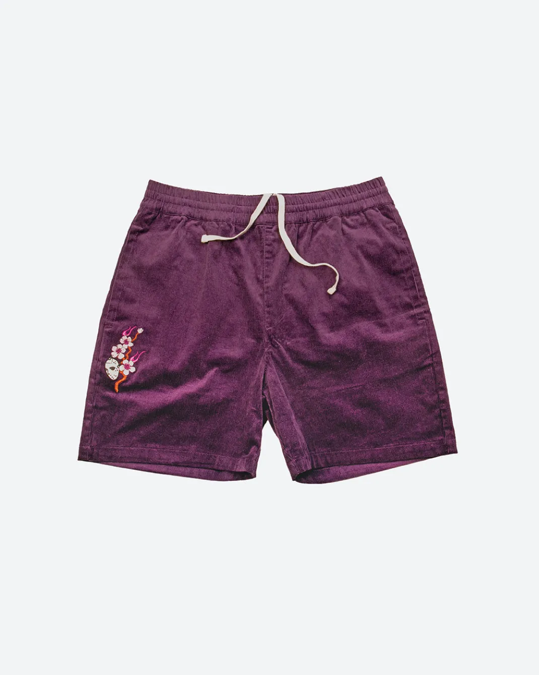 Fire Blossom Embroidered Corduroy Short