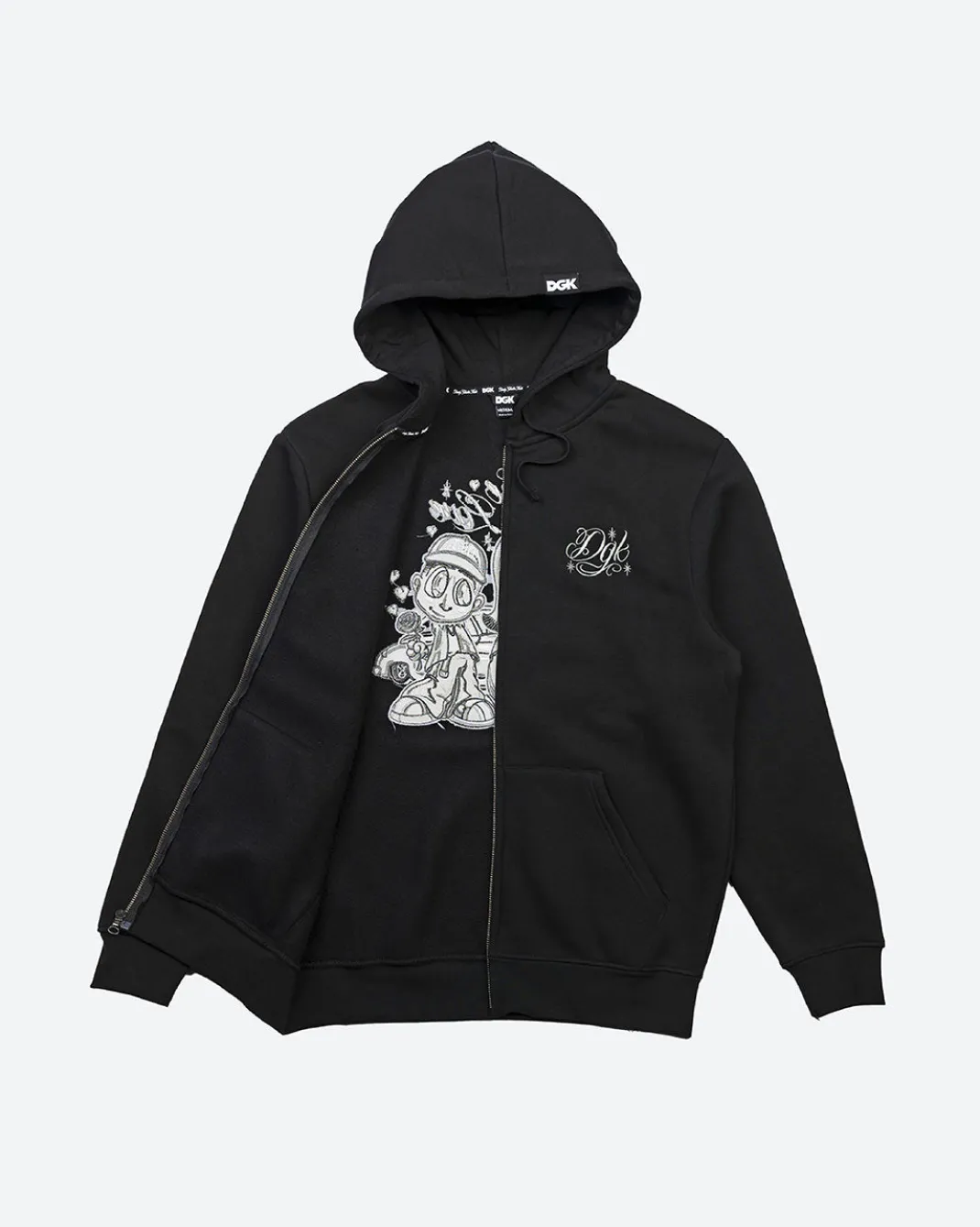 Fool For You Embroidered Zip-Up Hooded Fleece