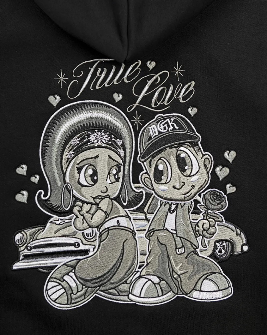 Fool For You Embroidered Zip-Up Hooded Fleece